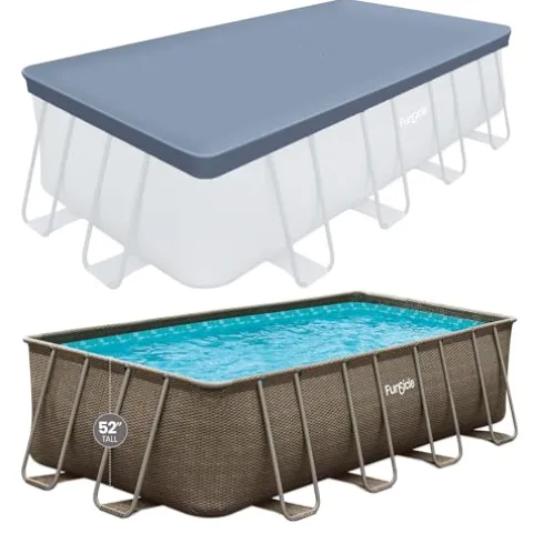 Funsicle Durable Rectangular Pool Cover for Oasis and Activity Pools Gray