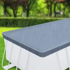 Funsicle Durable Rectangular Pool Cover for Oasis and Activity Pools Gray