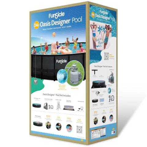 Funsicle Oasis Designer Above Ground Swimming Pool Chevron Rattan