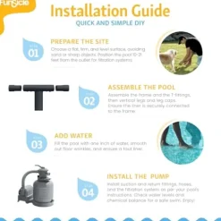 Funsicle Oasis Designer Round Frame Above Ground Pool with Filter Pump and Cover Dark Herringbone