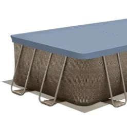 Funsicle Oasis Designer Rectangular Above Ground Pool with Accessories Kit Brown Basket