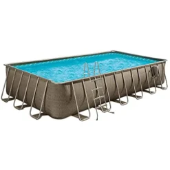 Funsicle Oasis Designer Rectangular Frame Pool Set Brown Basket