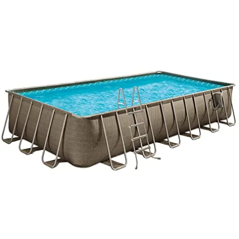 Funsicle Oasis Designer Rectangular Frame Pool Set Brown Basket