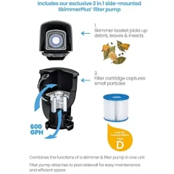 Funsicle Oasis Designer Rectangular Above Ground Pool Set Dark Herringbone Gray