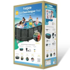 Funsicle Oasis Oval Above Ground Pool with Filter Pump, Cartridge, and Ladder Dark Herringbone