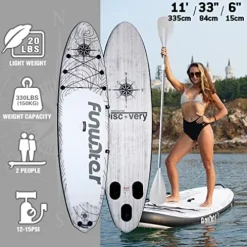 FunWater Inflatable 11’x33″x6″ Ultra-Light SUP Stand Up Paddle Board LIGHT GRAY