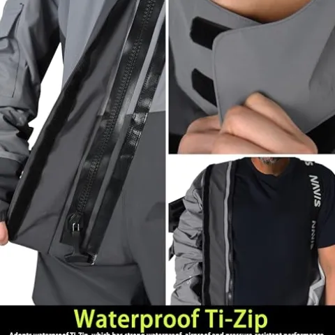 FWG Men’s Pro Dry Suit Waterproof Breathable Durable Grey X-Large