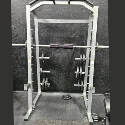 G FASHION STYLE Smith Machine with Linear Bearings and 7° Angle Barbell Silver Gray