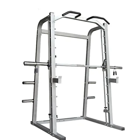 G FASHION STYLE Smith Machine with Linear Bearings and 7° Angle Barbell Silver Gray