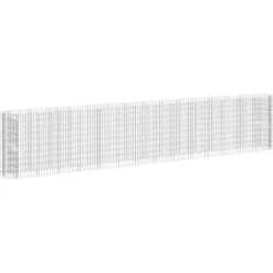 Gabion Raised Bed Galvanized Iron 212.6″x19.7″x39.4″ with Self-Watering Ceramic Pot for Indoor/Outdoor Plants White Black Other