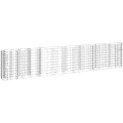 Gabion Raised Bed Galvanized Iron 212.6″x19.7″x39.4″ with Self-Watering Ceramic Pot for Indoor/Outdoor Plants White Black Other