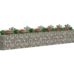 Gabion Raised Bed Galvanized Iron 240.2″x19.7″x39.4″ for Outdoor Plants – White, Black, Other