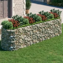Gabion Raised Bed Galvanized Iron 157.5″x39.4″x39.4″ for Outdoor Plants White Black Other