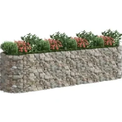 Gabion Raised Bed Galvanized Iron 157.5″x39.4″x39.4″ for Outdoor Plants White Black Other