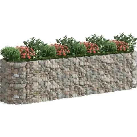 Gabion Raised Bed Galvanized Iron 157.5″x39.4″x39.4″ for Outdoor Plants White Black Other