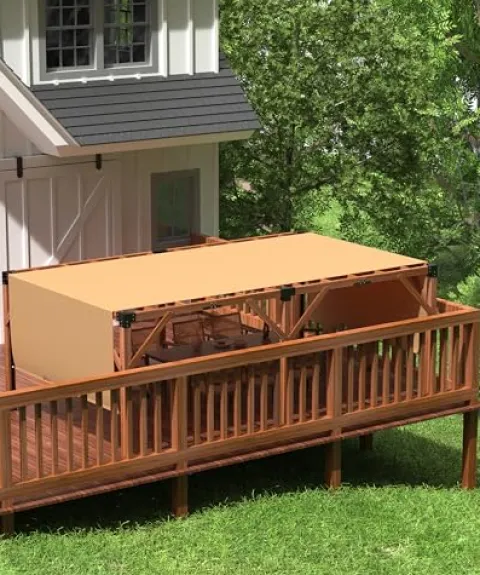 GAOMON 12×20 FT Wood Pergola with Retractable Shade Canopy Reddish-Brown