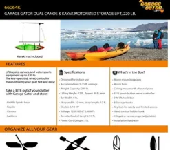 Garage Gator Dual Kayak and Canoe Lift Black