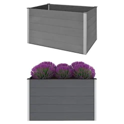 Garden Raised Bed WPC 59.1″x39.4″x35.8″ Gray Self-Watering Flower Pot – White, Black, and Other