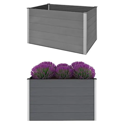 Garden Raised Bed WPC 59.1″x39.4″x35.8″ Gray Self-Watering Flower Pot – White, Black, and Other