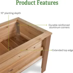 Gardener’s Supply Company Craftsbury Cedar Wood Elevated Raised Garden Bed 2ft x 6ft