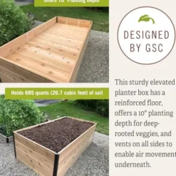 Gardener’s Supply Company Elevated Cedar Raised Garden Bed 4′ x 8′ Brown