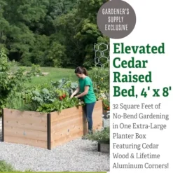 Gardener’s Supply Company Elevated Cedar Raised Garden Bed 4′ x 8′ Brown
