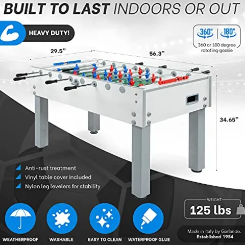 Garlando G-500 Foosball Table Weatherproof Indoor & Outdoor White