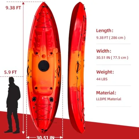Garvee Fishing Kayaks 9.38FT Sit on Top Kayak for Adults with Paddle Sunset