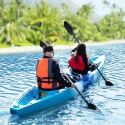 Garvee Fishing Kayaks 12.4FT 2 Person Sit on Top Kayak for Adults Blue Camo