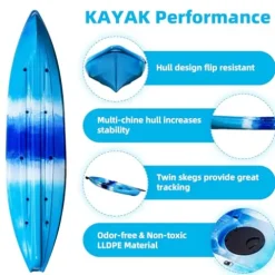Garvee Fishing Kayaks 12.4FT 2 Person Sit on Top Kayak for Adults Blue Camo