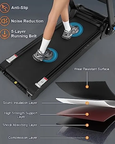 GARVEE Folding Treadmill 4.0 HP Black