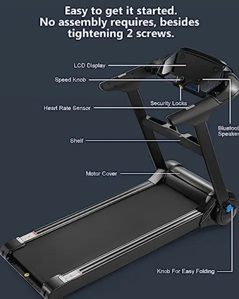 GARVEE Folding Treadmill 4.0 HP Black