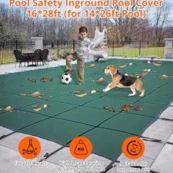 GARVEE Pool Safety Cover Green Mesh Fits 18x36ft Inground Pool