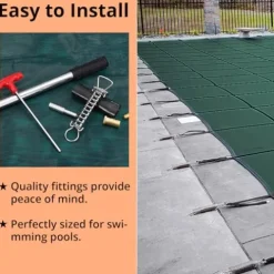 GARVEE Pool Safety Cover Green Mesh Fits 18x36ft Inground Pool
