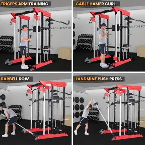 GarveeLife Power Cage Smith Machine Red