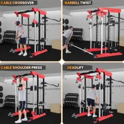 GarveeLife Power Cage Smith Machine Red