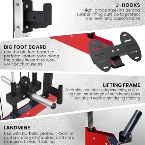 GarveeLife Power Cage Smith Machine Red