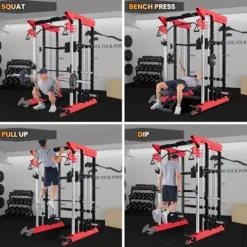 GarveeLife Power Cage Smith Machine Red