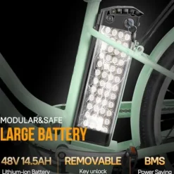 GELEISEN Electric Cruiser Bike 26″ 750W 14.5Ah Green