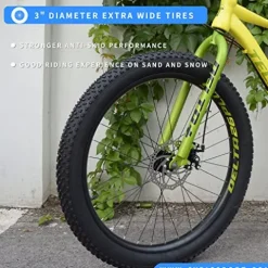 Generic 26 Inch Mountain Bike Men’s Fat Tire Bicycle 26-Inch Wheels 3-Inch Wide Tire 7-Speed Steel Frame Double Disc Brake Yellow