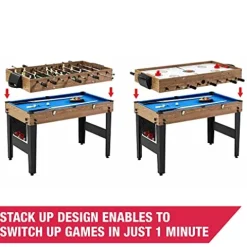 Generic 48″ Indoor Combo Game Table 3 in 1 Brown