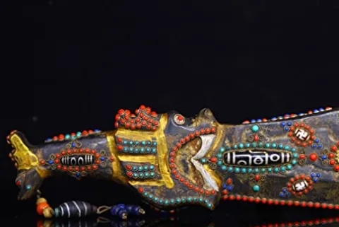 Generic 17″ Tibetan Temple Meteorite Mosaic Gem Dzi Beads Sword Amulet