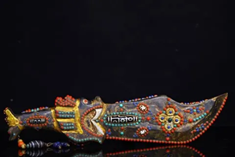 Generic 17″ Tibetan Temple Meteorite Mosaic Gem Dzi Beads Sword Amulet