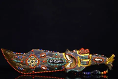 Generic 17″ Tibetan Temple Meteorite Mosaic Gem Dzi Beads Sword Amulet