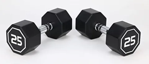 Generic Apollo Odorless Octagon Rubber Dumbbell Set 5lb-30lb 6 Pairs Total 210 lb Dumbbell with Rack Black