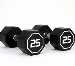Generic Apollo Odorless Octagon Rubber Dumbbell Set 5lb-30lb 6 Pairs Total 210 lb Dumbbell with Rack Black