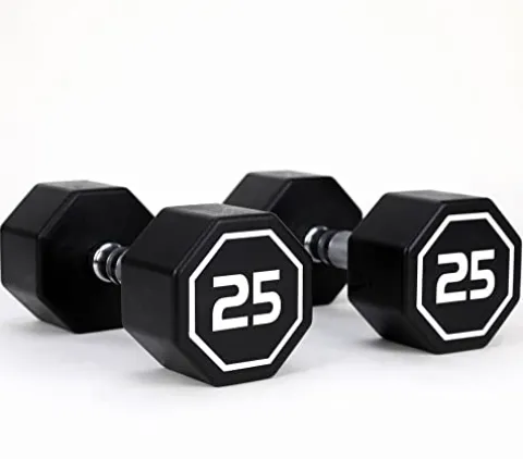 Generic Apollo Odorless Octagon Rubber Dumbbell Set 5lb-30lb 6 Pairs Total 210 lb Dumbbell with Rack Black