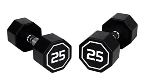 Generic Apollo Odorless Octagon Rubber Dumbbell Set 5lb-30lb 6 Pairs Total 210 lb Dumbbell with Rack Black