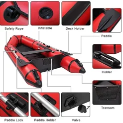 Generic Camping Survivals PVC Water Adult Assault Boat Red And Black