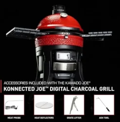 Generic Kamado Joe Konnected Joe Digital Charcoal Grill and Smoker with Auto-Ignition and Temperature Control Red
